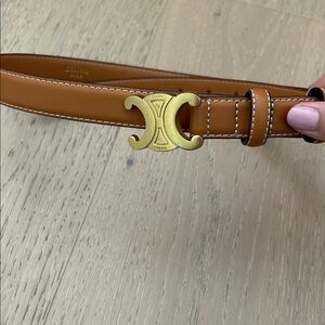 Brown Belt with Gold Logo Buckle